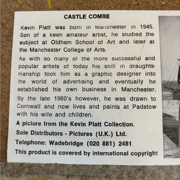 Vintage Kevin Platt Wall Art of Castle Combe, Wiltshire 1985 - Picture 6 of 7